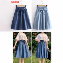 日系森女春夏新款甜美小清新牛仔半身裙女士学生松紧腰显瘦中裙