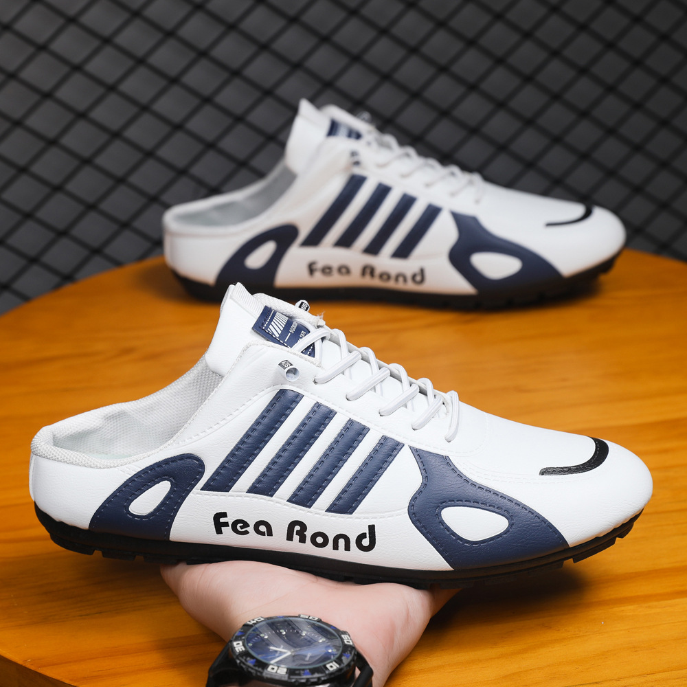 Summer New Men's Shoes Trendy Breathable Slippers with Half Insole Leather Surface Casual Men's Running Sports Shoes for Men Wholesale