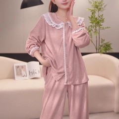 毛巾绒睡衣女秋冬新款长袖加厚保暖磨毛套装春秋小香风轻奢家居服