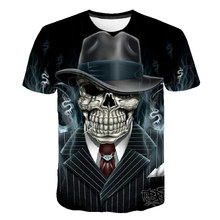 亞馬遜熱銷夏季新款 骷髏頭死神 西裝暴徒3D印花短袖 男士街頭T恤