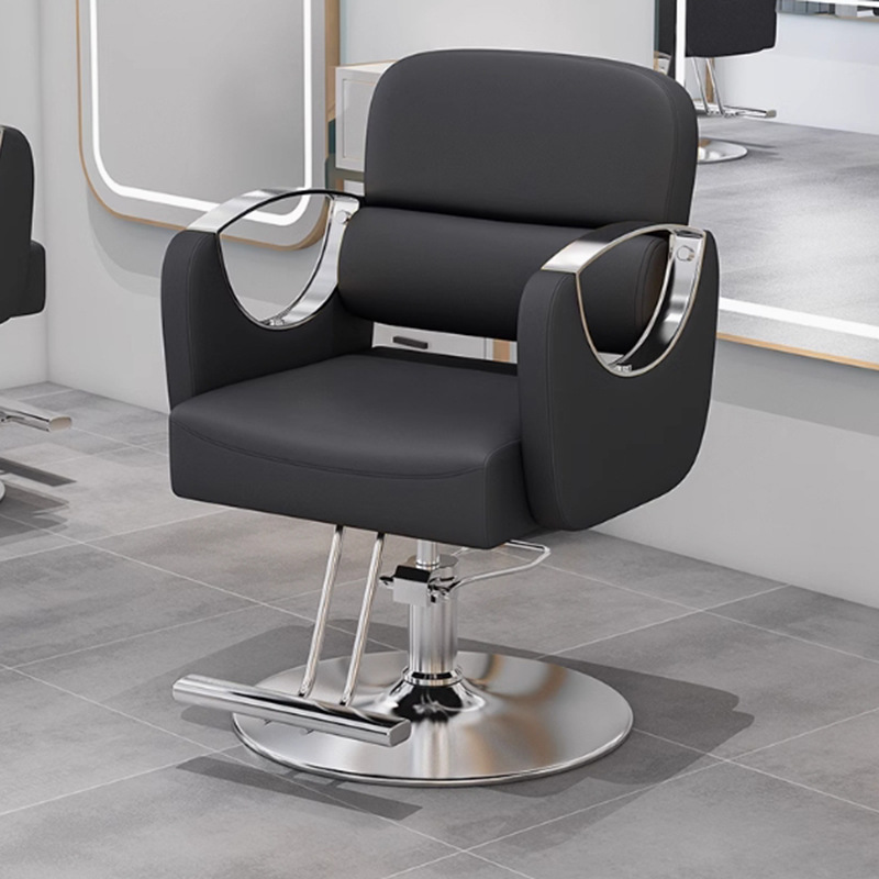 Silla de barbero giratoria ajustable simple, silla de salón de belleza, silla de peluquería, silla de corte de pelo de acero inoxidable, silla de peluquería ajustable.