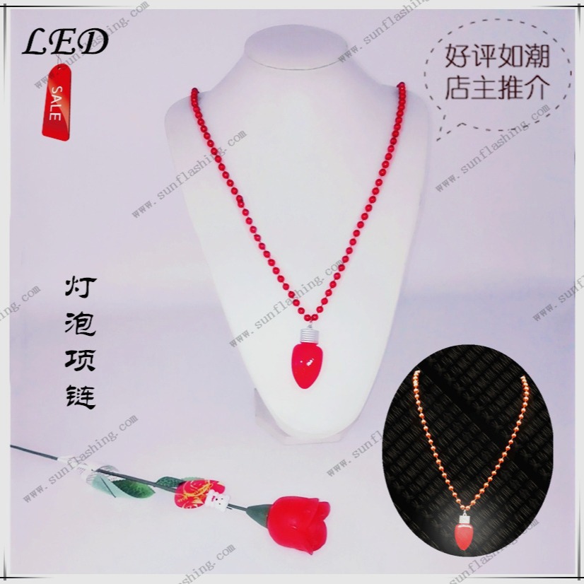 Collar europeo y americano creativo joyería bombilla colgante collar Navidad LED luminoso collar