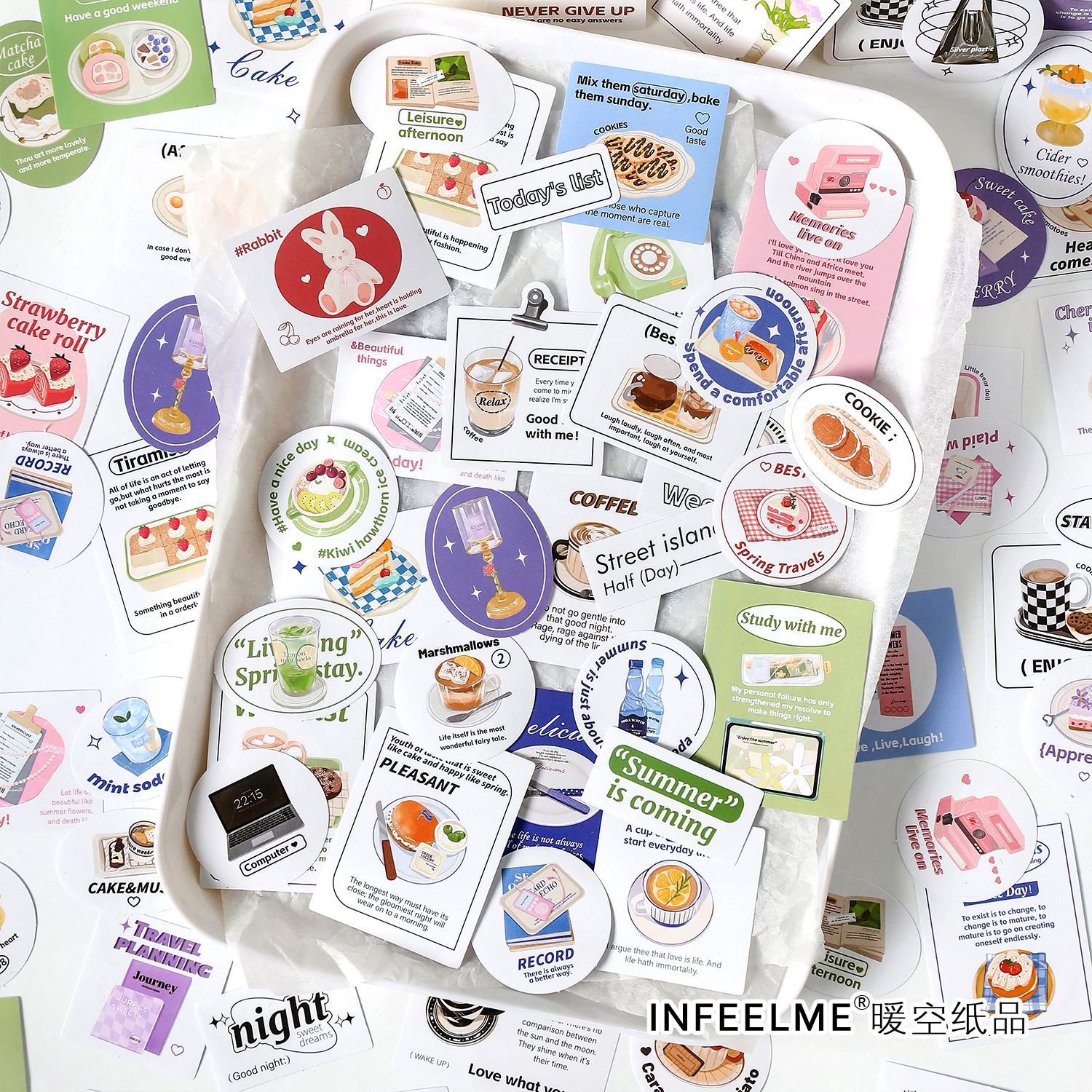 Infeel.me Evening Convenience Store Series Self-Adhesive Sticker Pack, Ins Life Small Items Snacks Desserts Planner