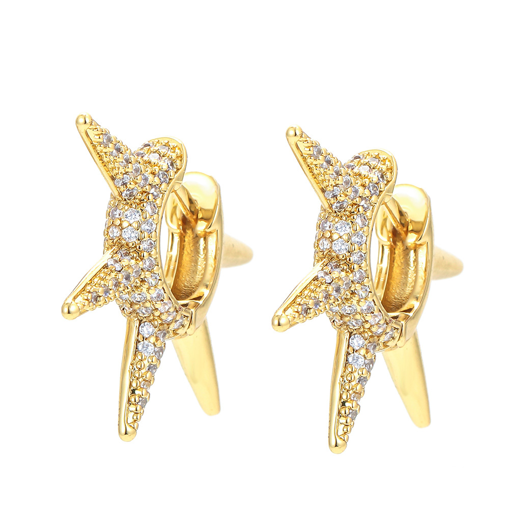 Vente En Gros Bijoux Boucles D&#39;oreilles En Cuivre De Forme Irrégulière À Pointes De Diamant Nihaojewelry display picture 1