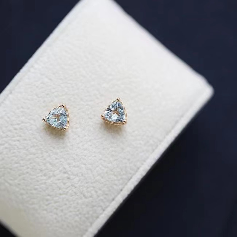 Internet Celebrity Live Selling Seiko Inlay Imitation Natural Lantopa Triangle Earrings Sky Blue Simple Personality Temperament Internet Celebrity Live Selling Seiko Inlay Imitation Natural Lantopa Triangle Earrings Sky Blue Simple Personality Temperament