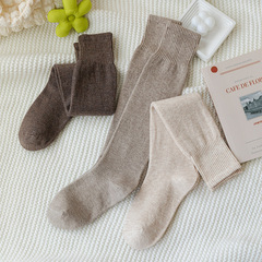 Fall/Winter Solid-Color Wool Socks in Black: Women's Long Knee-High Compression Socks—Versatile, Slimming, and Perfect for JK Style or Everyday Looks