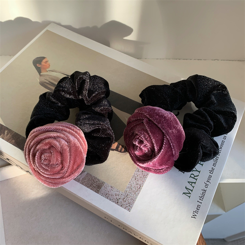 امرأة أنيق ريترو رومانسي الوردة قماش ربطة شعر display picture 1