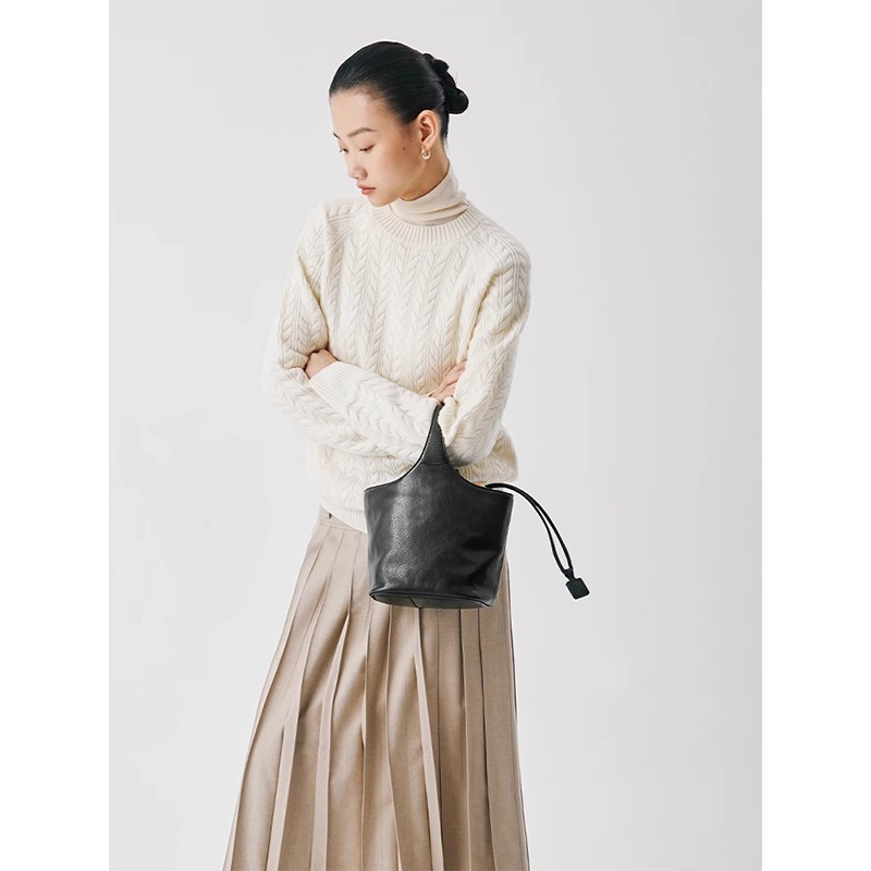 Qiu Zhen – sac à main à bandoulière en cuir véritable de vache tanné, sac panier à légumes de grande capacité pour les déplacements, femme_voghion.com