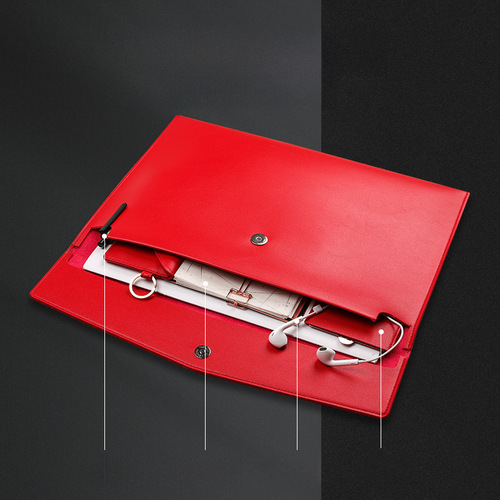 Leather A4 file bag contract document package large capacity student exam material storage bag business document bag customization