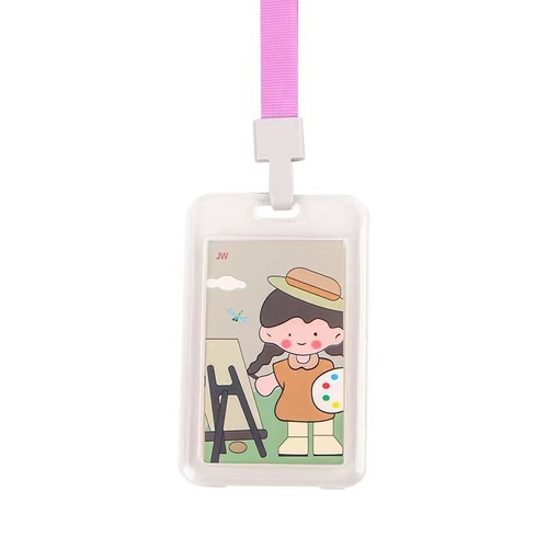 Primary school student card holder, document card, badge, badge, transparent waterproof bus card, access card lanyard protective cover