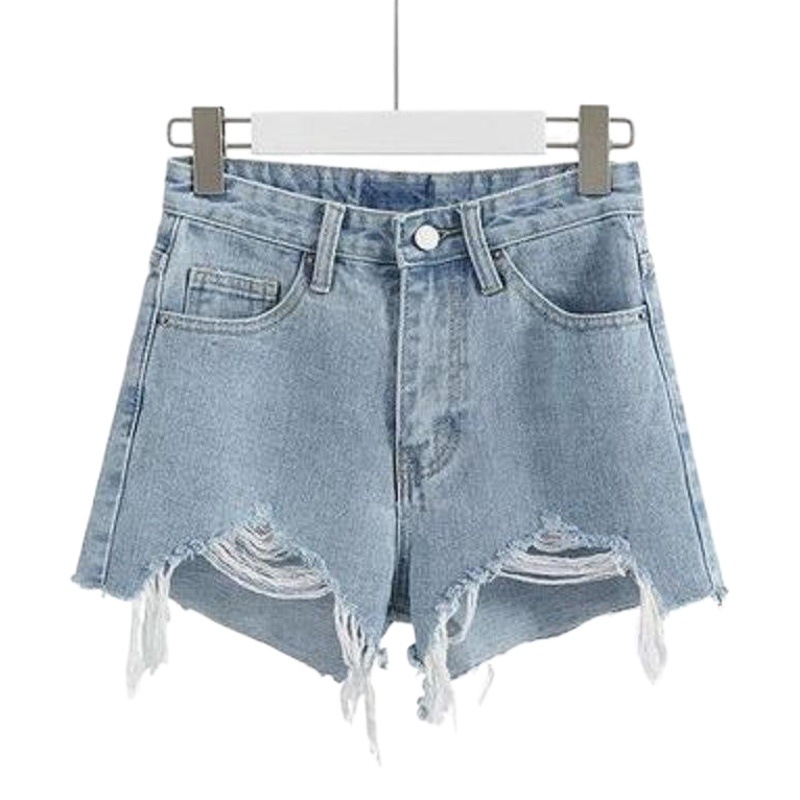 綿の穴が開いている高腰のデニムの半ズボンの女性の夏の2021を含んでいます。