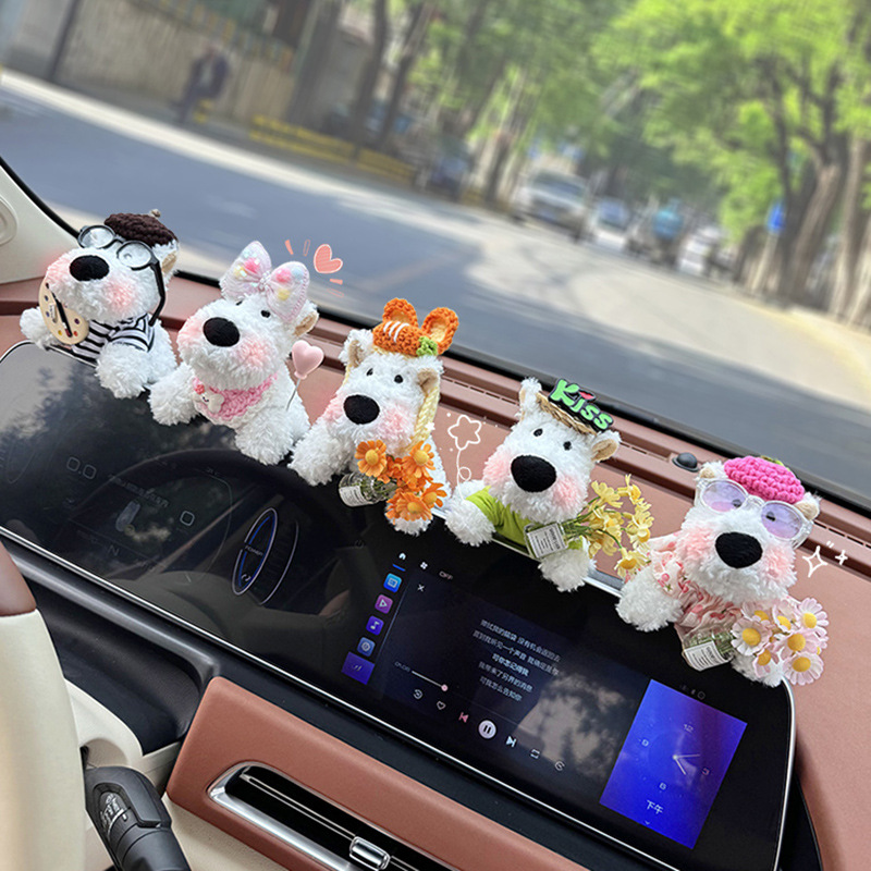 Pantalla de control central de automóviles adorable muñeca West Highlands decoración de automóviles accesorios de automóviles de damas interesantes