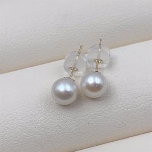 18k gold ear needle freshwater pearl round bead earrings baby beads 5mm bright pearl earrings wholesale support re-inspection