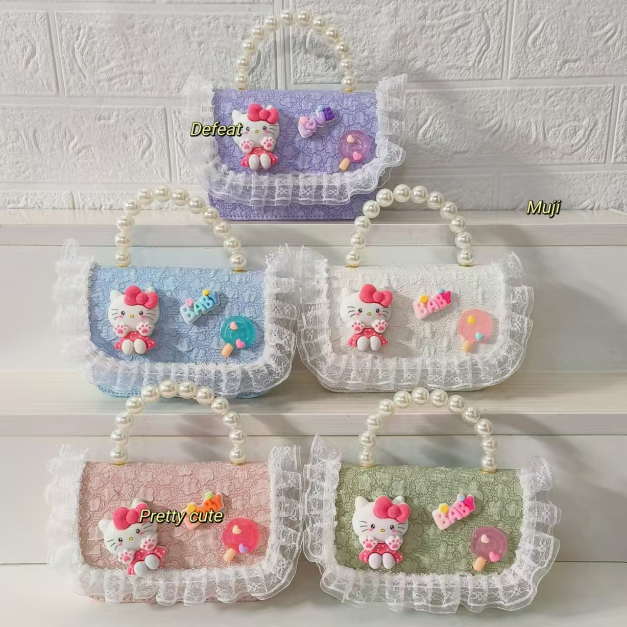 Bolso de perla bolso de hombro bolso de cambio bolso de princesa bolso de caricatura gato KT bolso de niños bolso de cadena bolso pequeño