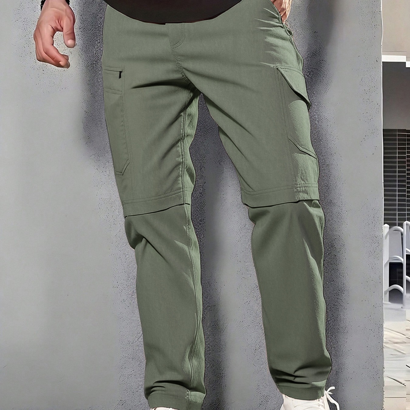 Cross-Border European and American Men's Solid Color Casual Detachable Cargo Pants Outdoor Hiking Fishing Shorts Long Pants Two-Way Wear 8767