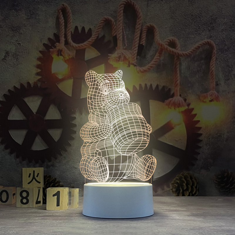 Nueva y única lámpara de noche 3D de acrílico, lámpara de escritorio USB, lámpara de noche para dormitorio, lámpara LED creativa, regalo de regreso a clases, Día del Trabajo