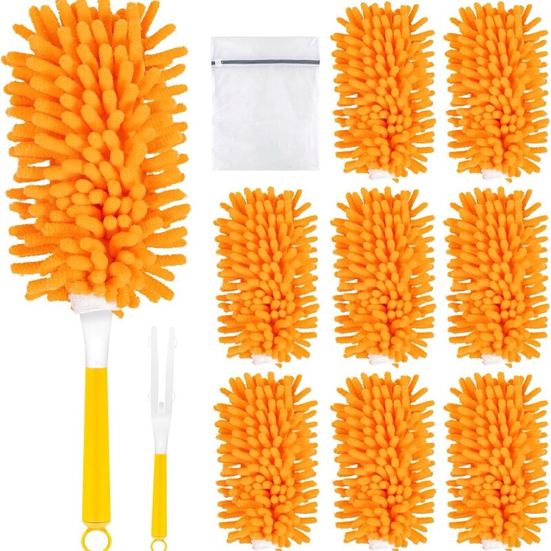 Chenille Electrostatic Dust Duster for Home Use, Ceiling Dust Cleaning Tool, Multifunctional Feather Duster, Extendable and Foldable