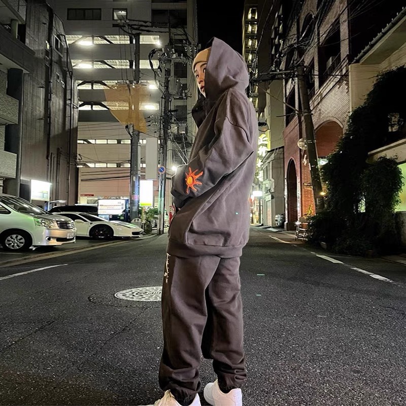 Herrenbekleidung Trendmarke Sonnenstickerei plus Samt-Kapuzenpullover für Männer und Frauen High Street Cardigan Jacke_voghion.com