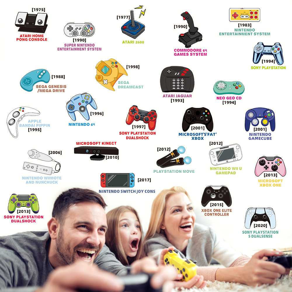 Amazon cartoon game console gamer children's room wall decoration wall sticker self-adhesive handle boy bedroom sticker