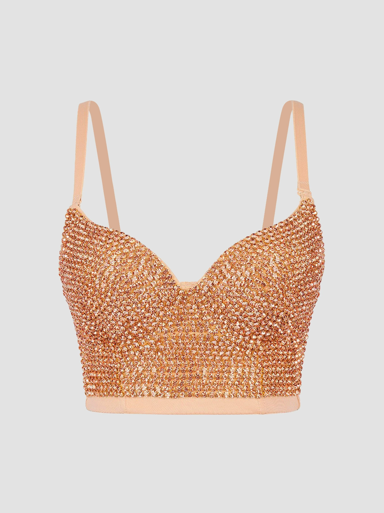 Sling Bralette (Lu Qiu) Embellished with Rhinestones & Beads, Colors, Sizes 34B–40C