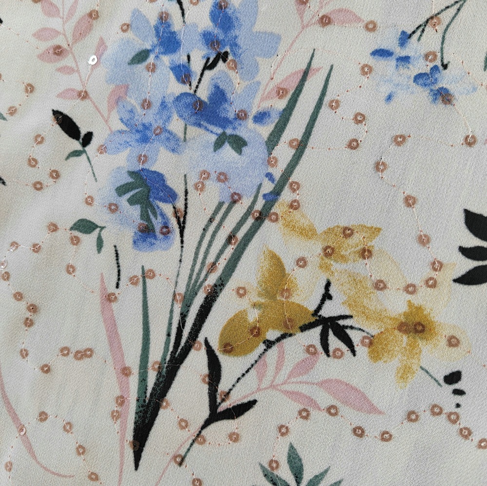 EG-1921022-XDP003 Organza + digital print shiny sequins embroidery embroidery fabric
