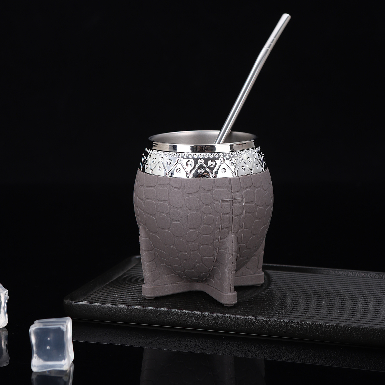 Copa Amazon 304 de acero inoxidable Madai con paja, textura de caparazón de tortuga, taza de cáscara de huevo, taza de aislamiento argentino creativo