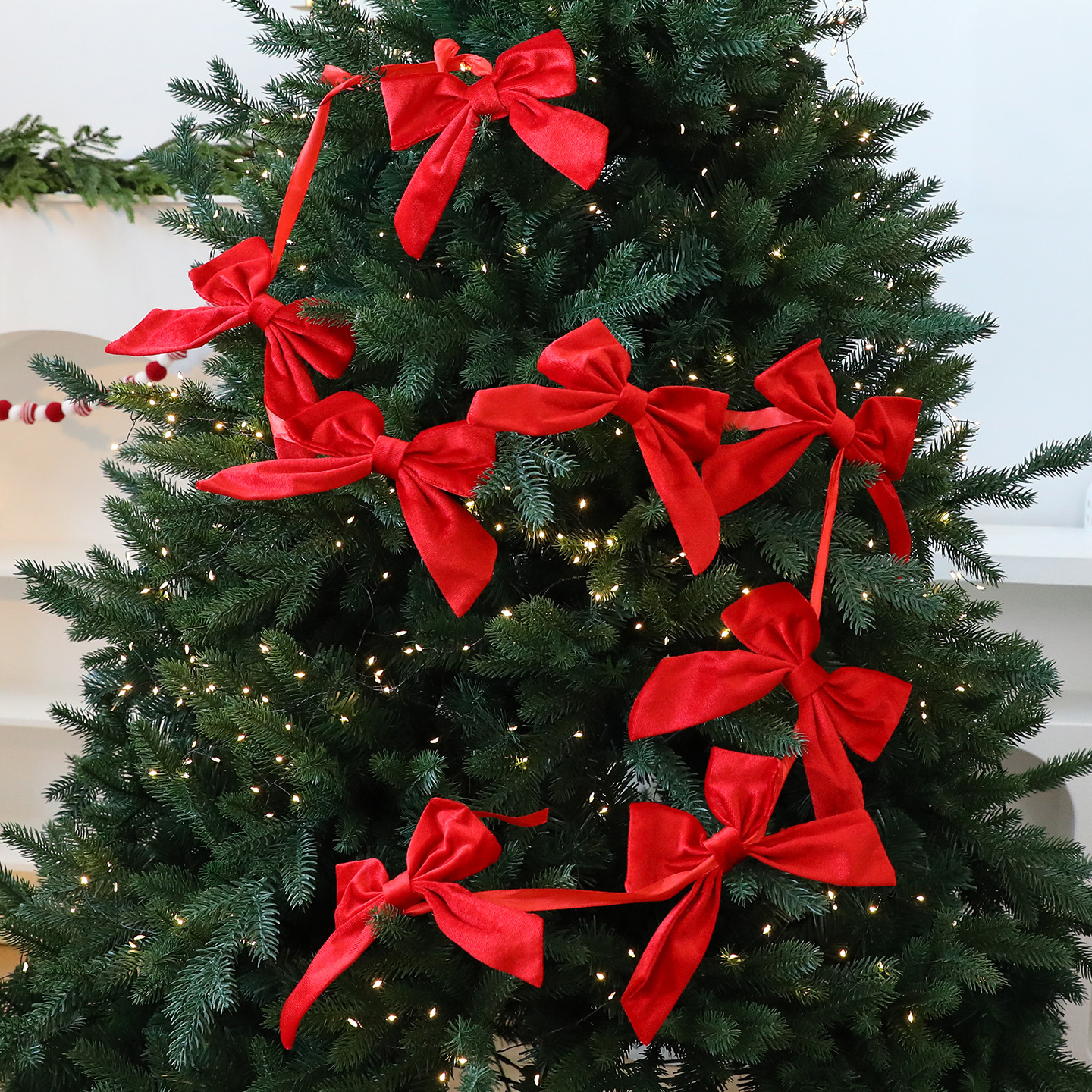 Christmas Bow Bunting Garland – Decorative Holiday Banner For Trees, Windows & Festive Displays_voghion.com