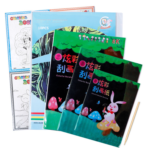 Meidek Children's Colored A4 Scratch Art Paper 16K Colored Scratch Art Paper for Children's Intelligence DIY Scratch Art