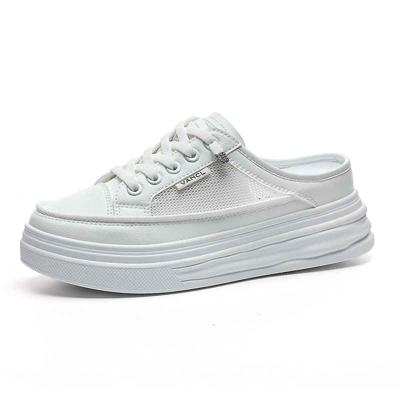 W1755 Zapatillas de plataforma con aumento de altura interno para mujer, estilo nuevo, suela gruesa, color blanco, ideales para el verano._voghion.com