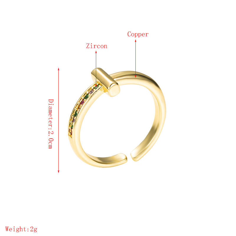 Fashion Geometric Copper Plated Gold Micro-inlaid Zircon Ring display picture 1