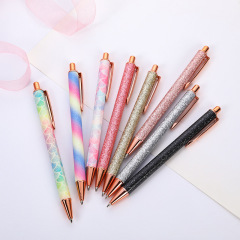 金粉按動圓珠筆可定logo 創意按壓廣告禮品筆商務跳動原子筆