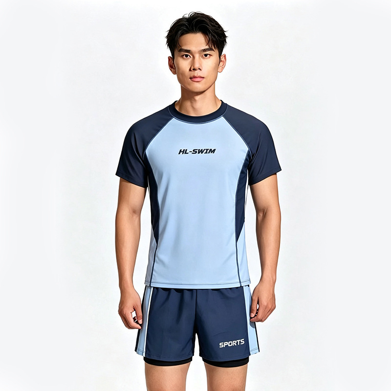 New Men's Swimwear Set, Swimwear for Men and Teenagers, Anti-Embarrassment Two-Piece Swimwear for Men