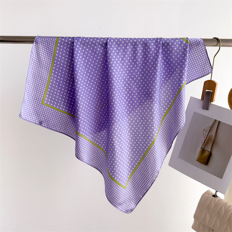 Printed Silk Scarf Wave Dot Square Scarf High-grade Shawl All-match Neck Small Square Scarf New Women's Scarf