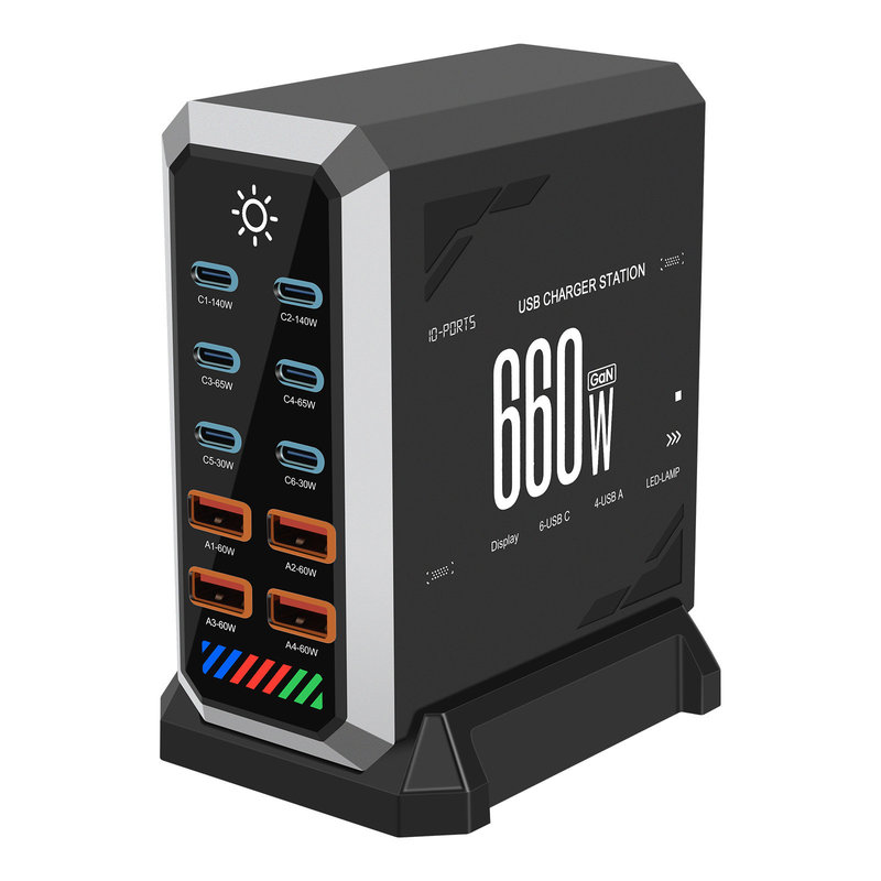 660W Multifunctional Digital Display Desktop Charger Cross-Border Multi-Port Charging Station Gallium Nitride Universal for Laptops and Mobile Phones
