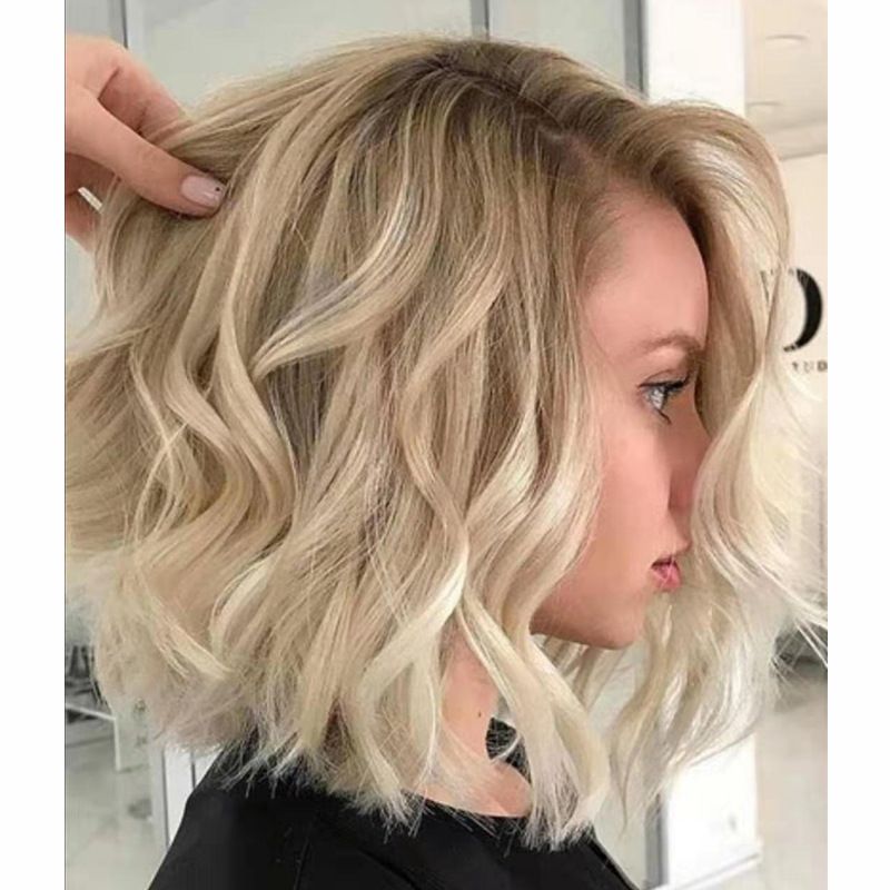 新しいスタイルのフロントレースウィッグヨーロッパとアメリカの女性の小さなカーリーショートヘア黒巻きショートヘアレースアフリカカーリー化学繊維ヘッドギア|undefined