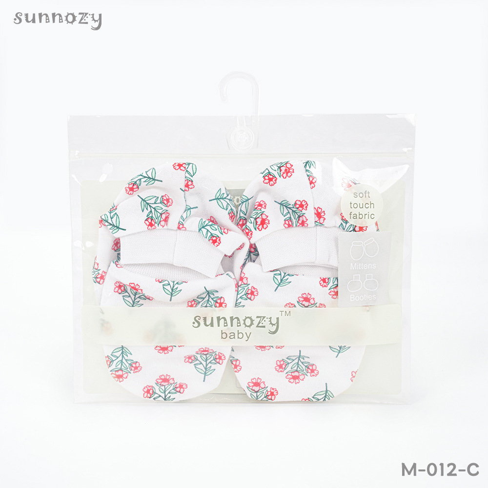 Guantes y cubrepiés protectores de algodón puro para bebés, Sunnozy, estilo europeo y americano, cálidos, antiarañazos, para manos y pies, venta al por mayor.