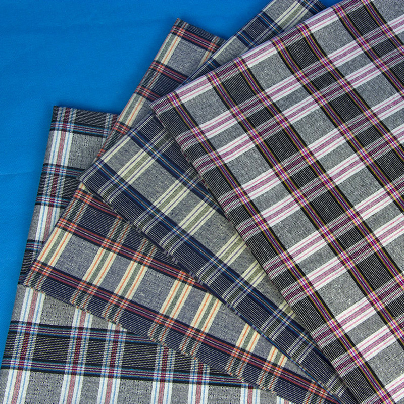厂家批发 涤棉麻色织混纺 平纹格子布料服装面料箱包鞋帽桌布 049