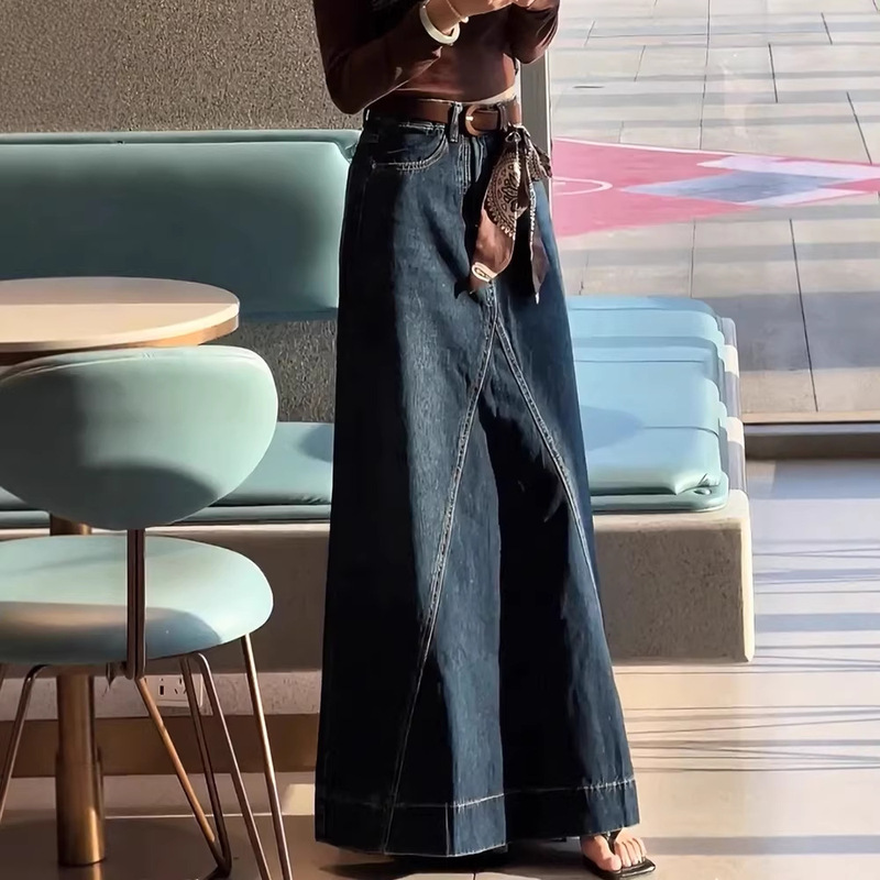 2026 Spring New Fashion Slimming Retro Style A-Line Skirt Versatile Korean Version Relaxed Fit Women's Denim Skirt