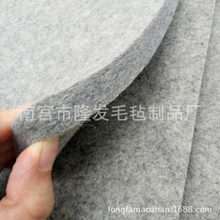 麻灰色耐高温毛毡 羊毛纤维混纺混合隔热羊毛毡垫 防尘隔音无纺布