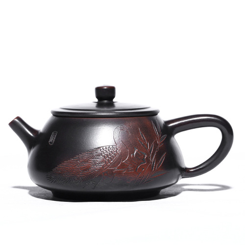 Manufacturer supplies creative purple clay pots, Nixing pottery, stone ladle pots, hand-engraved household tea sets, one-piece drop shipping