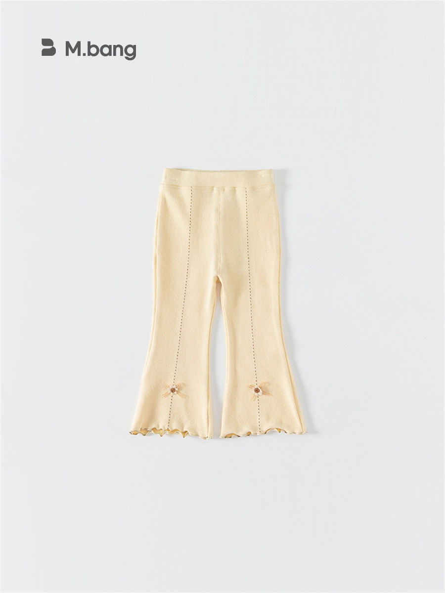 Youbao ropa para niños niña versión coreana de las polainas de las niñas de punto elástico primavera y otoño pantalones para niños pantalones acampanados QK22085