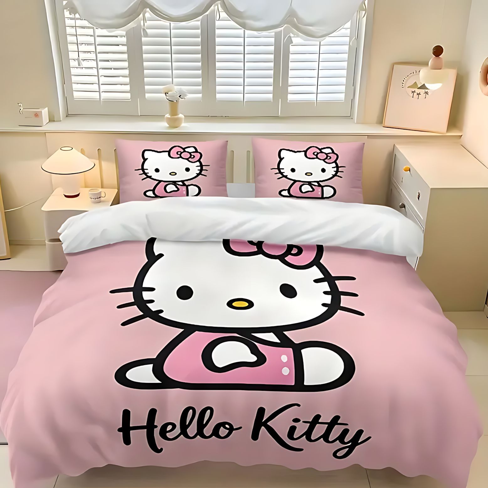 TEMU / JITHELLO KITTY Serie temática de Kitty Kit de edredón de impresión digital 3D universal para todas las estaciones