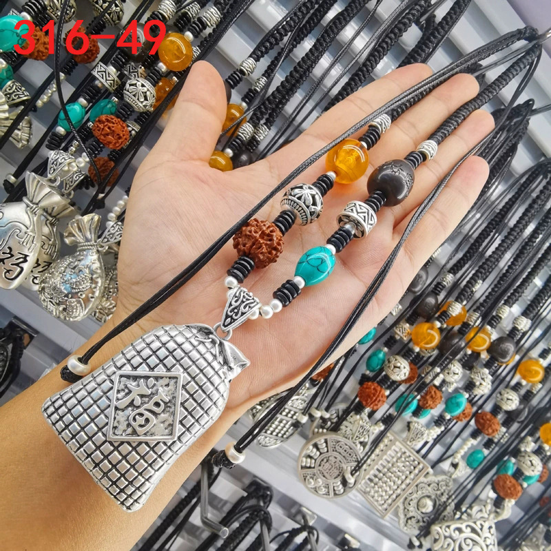 316仿古银项链毛衣链女饰品民族风复古抖音直播暴手工编绳艺长款|undefined