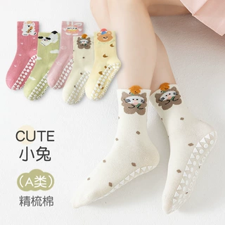 韩系ins风运动卡通cute小兔精梳棉儿童袜A类软糯亲肤防滑中筒袜子