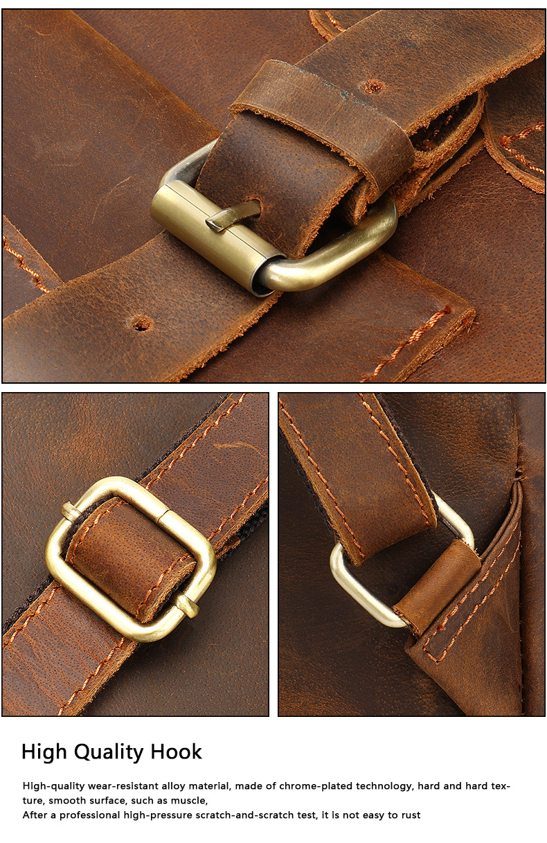 Crazy Horse Leather Men's Backpack Large Capacity Business Travel Bag Stylish Retro Cowhide Handbag_voghion.com