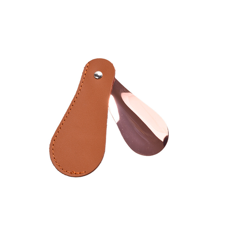 10cm marrón largo + funda de cuero (rosa dorada)