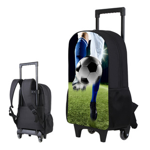 Tie Rod Backpack with Wheels Polyester Backpack Outgoing Suitcase Thermal Transfer Digital Printing Student Backpack