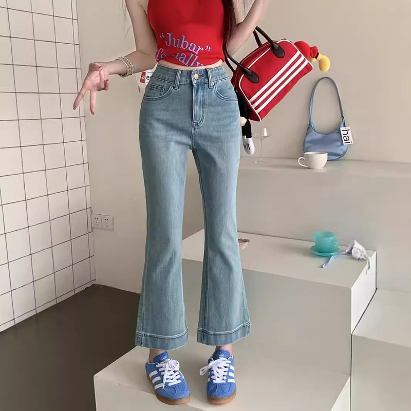 Small micro-la jeans 2024 new women's pear-shaped figure plus size slim stretch flared pants autumn