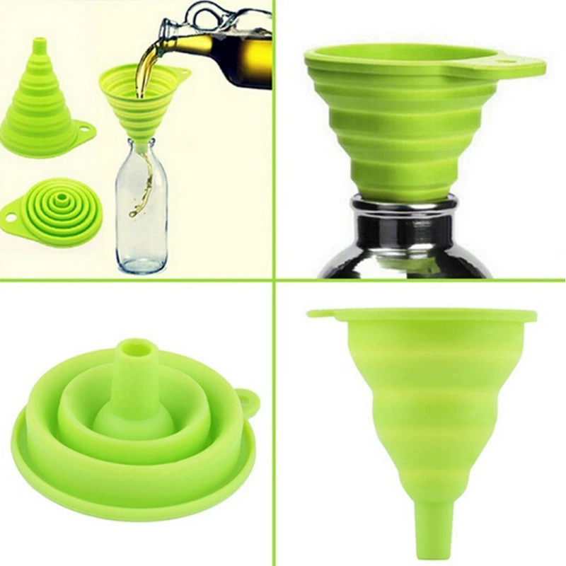 Extending long -necked kitchen funnel folding candy color funny home liquid containing oil grid CJ07110