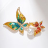 Retro painted brooch, pin from pearl, wholesale